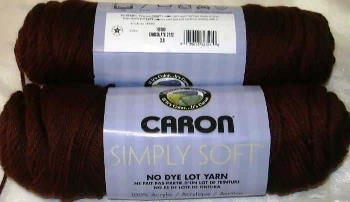 Caron Simply Soft Yarn No Dye Lot 3 oz Skeins ~ Chocolate 2722