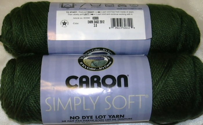Caron Simply Soft Yarn No Dye Lot 3 oz Skeins ~ Dark Sage 2612