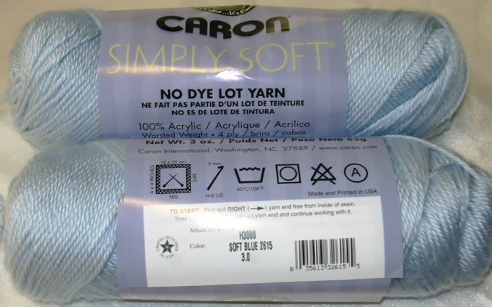 Caron Simply Soft Yarn No Dye Lot 3 oz Skeins ~ Soft Blue 2615