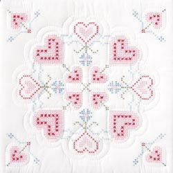 Jack Dempsey White Quilt Blocks ~ Interlocking XX Hearts 732-16