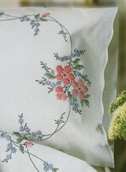 Tobin Stamped Embroidery Pillowcase Pair 20"X30" Wild Rose
