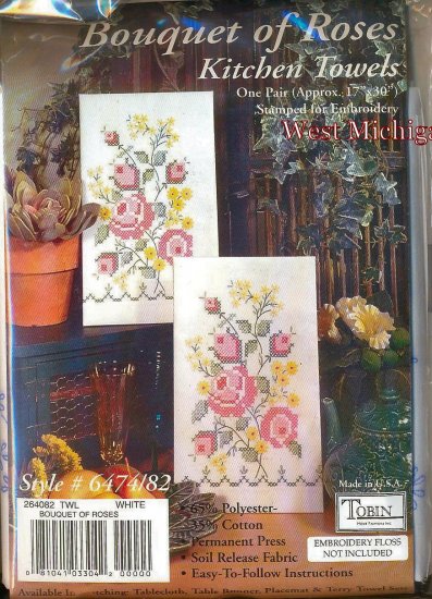 Tobin Accent Towel Pair For Kitchen 17x30 Bouquet of Roses 264082