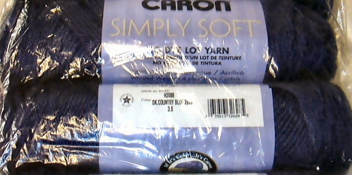 Caron Simply Soft Yarn No Dye Lot 6 oz Skein - Dark Country Blue 9711