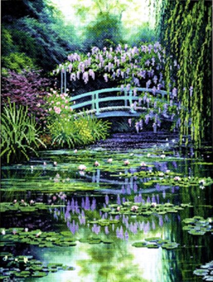 CANDAMAR Full Color Cross Stitch - Monet's Japanese Bridge 51308