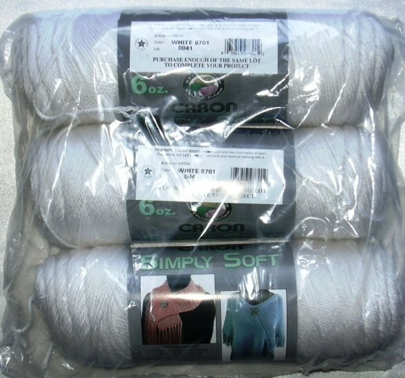 Caron Simply Soft Yarn 6 oz Skein - White 9701