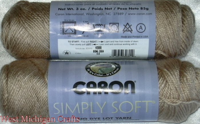 Caron Simply Soft Yarn No Dye Lot 3 oz Skein ~ Bone 2604