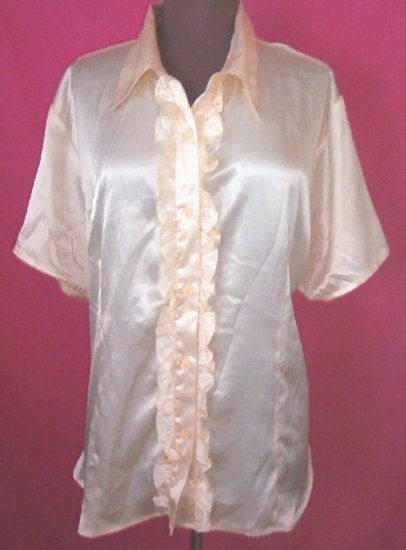 Gorgeous Lane Bryant Satiny Ruffle Front Top