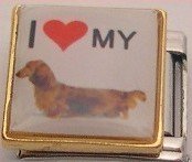 I LOVE DACHSHUND DOG PUPPY ITALIAN CHARM/CHARMS