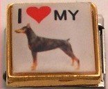I LOVE DOBERMAN PINSCHER DOG PUPPY ITALIAN CHARM/CHARMS