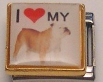 I LOVE MY BULLDOG DOG ITALIAN CHARM/CHARMS FOR ZOPINI