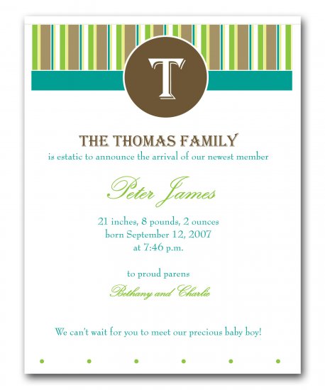 Baby Birth Boy or Girl Birth Announcements Announcement Flat Panel Cards