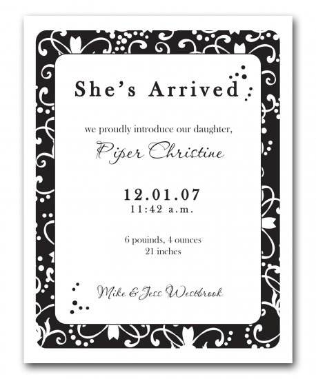Baby Birth Boy or Girl Birth Announcements Announcement Flat Panel Cards