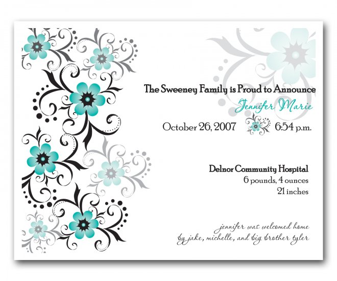 Baby Birth Boy or Girl Birth Announcements Flat Panel Cards