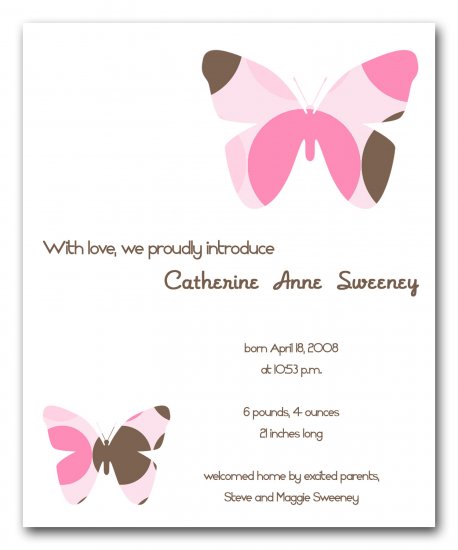 Baby Birth Boy or Girl Birth Announcements Announcement Flat Panel Cards