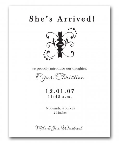 Baby Birth Boy or Girl Birth Announcements Announcement Flat Panel Cards