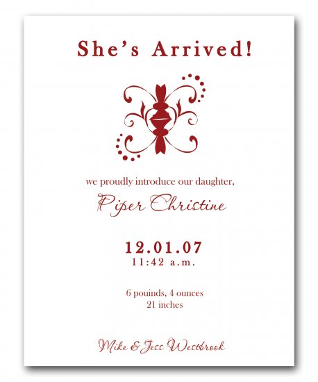 Baby Birth Boy or Girl Birth Announcements Announcement Flat Panel Cards