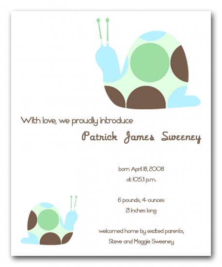 Baby Birth Boy or Girl Birth Announcements Announcement Flat Panel Cards