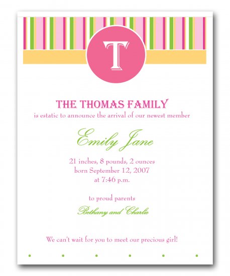 Baby Birth Boy or Girl Birth Announcements Announcement Flat Panel Cards