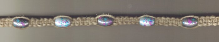 Thin Flat Necklace - Pink and Blue Speckled Silver Beads