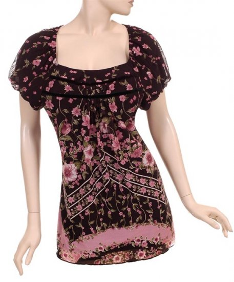 Studio 1940 Victorian Mauve Floral Print Top Plus Size 3X
