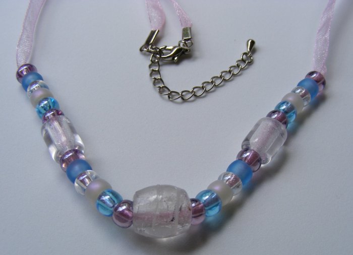 Ribbon Necklace Pinks & Blues