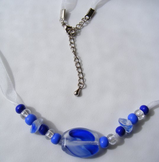 Ribbon Necklace - Blues