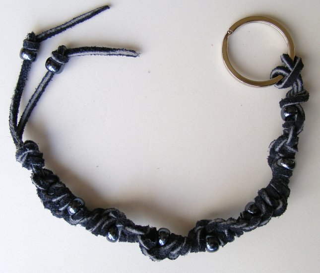 Leather Lace Key Chain- Blue