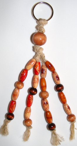 Wood Beaded Hemp Key Chain
