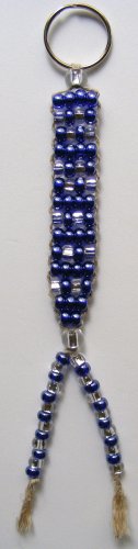 Beaded Key Chain- Royal Blue Metallic & Clear