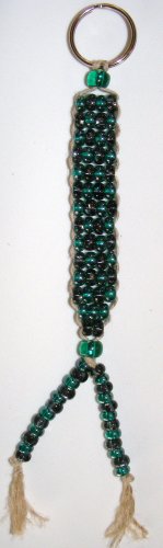 Beaded Key Chain- Aqua & Gray #KC0030
