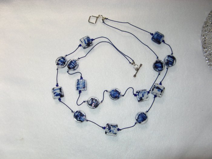 Blue and White Glass Necklace