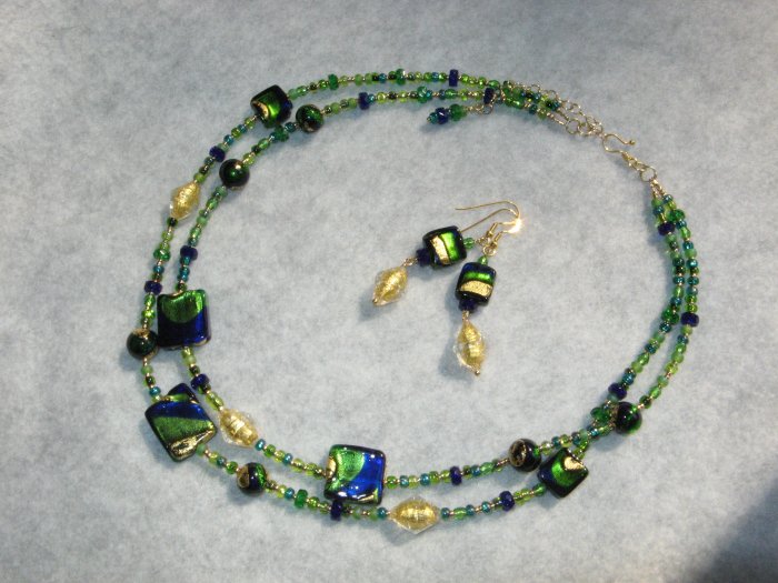 Blue and Green Venetian Glass necklace