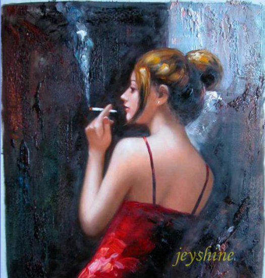 original painting : smoke girl