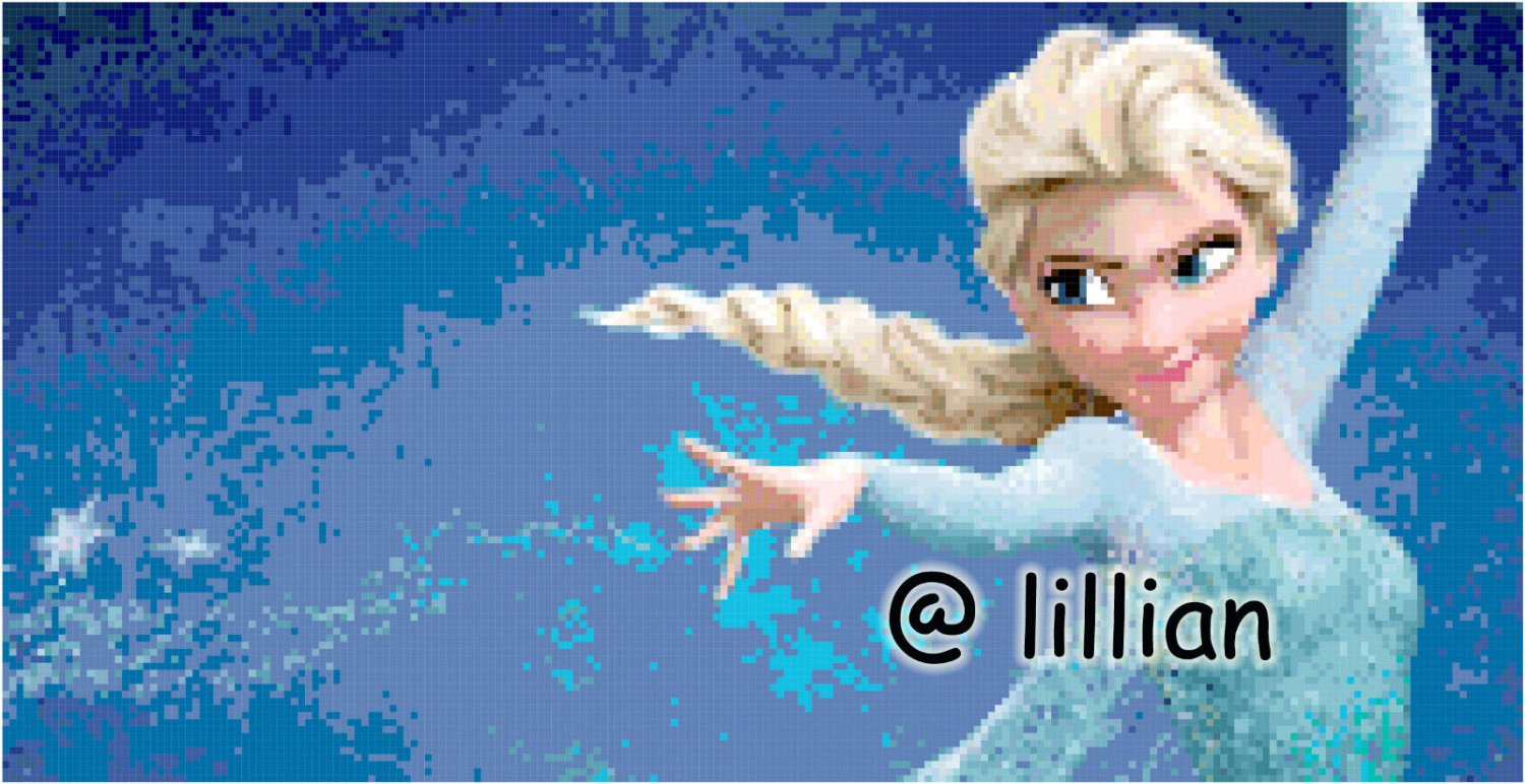 New Frozen Elsa Ice Snow Head Potrait Counted Cross Stitch Pattern