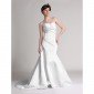 A-line Strapless Chapel Train Satin Wedding Dresses for Bride (HSX033)
