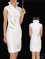 Beautiful Chinese short White Women's Dress Cheong-sam