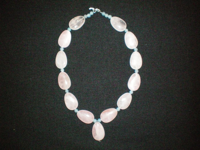 Rose Quartz and blue Aventurine hand made necklace