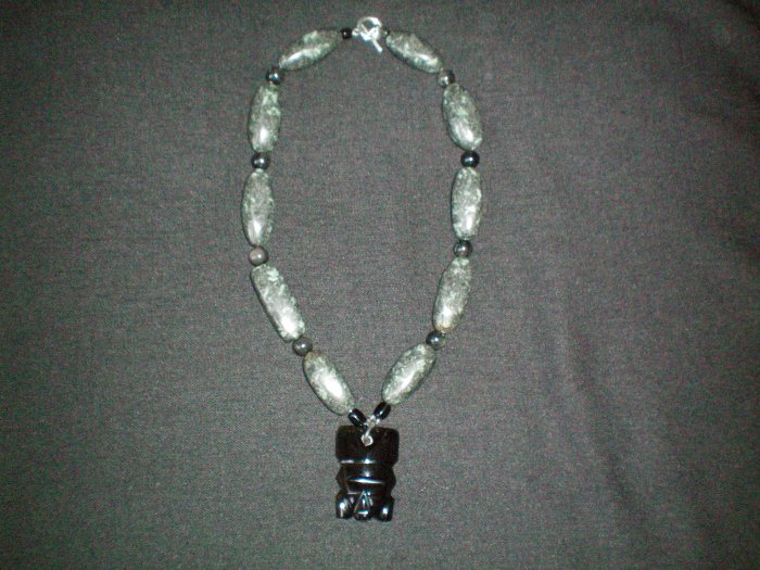 Obsidian and Kamabaa Jasper Necklace