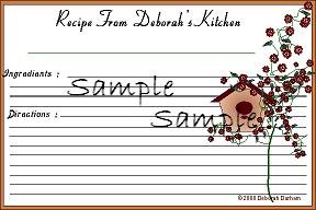 Birdhouse And Roses Recipe Cards 5596