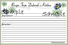 Blue Bee Recipe Cards 2287