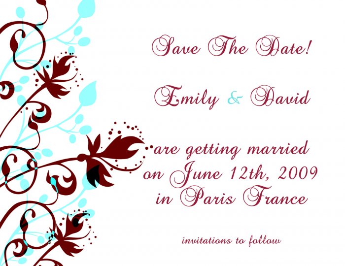 Save the Date - Teal and Maroon