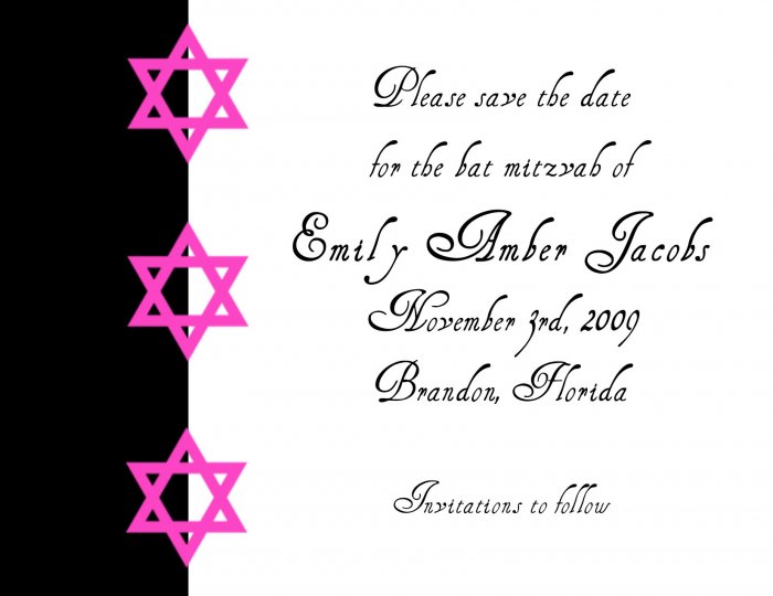 Bat Mitzvah - Save the date Cards - Set of 20