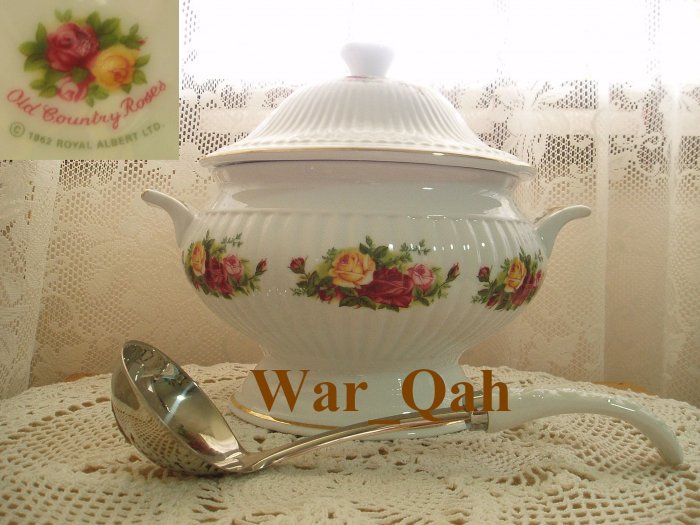 Royal Albert Old Country Roses Large Covered Soup Tureen with FREE Ladle
