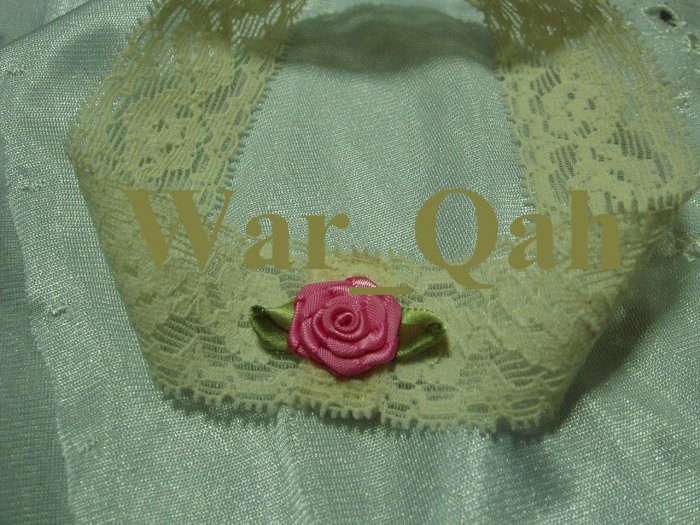 Shabby Chic Stretch Lacy Baby Headband - Pink Satin Rosette - FREE SHIPPING!