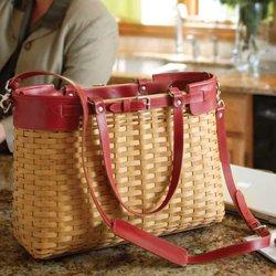 LONGABERGER Warm Brown w/Red Leather Career Case