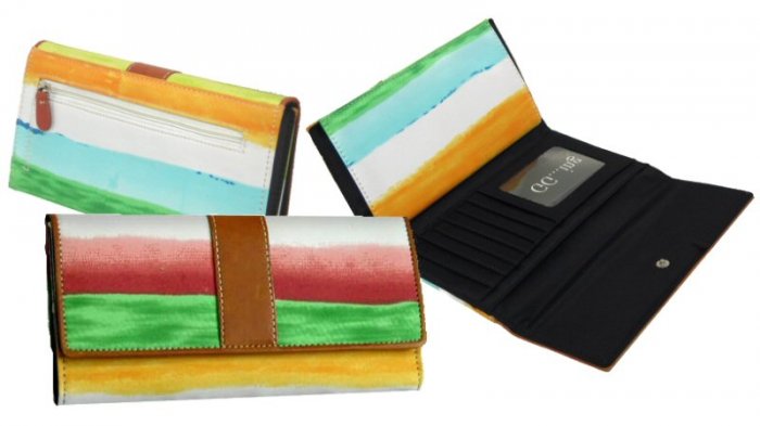 Ladies Striped Microfiber Fabric Wallets