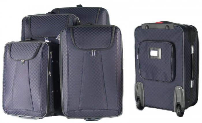 4 Piece Luggage Suitcase Set (Black on Black Checker)