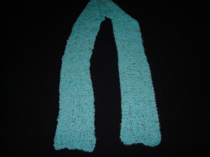Blue Baby-Soft Scarf with Silver and Gold Sparkles
