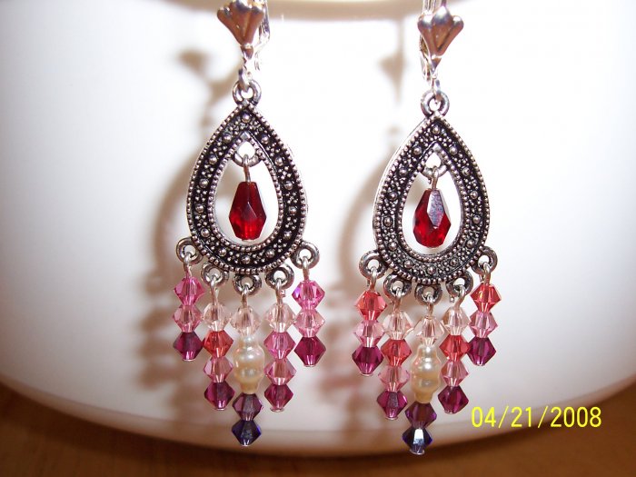 "In the Pink" Swarovski crystal chandelier earrings