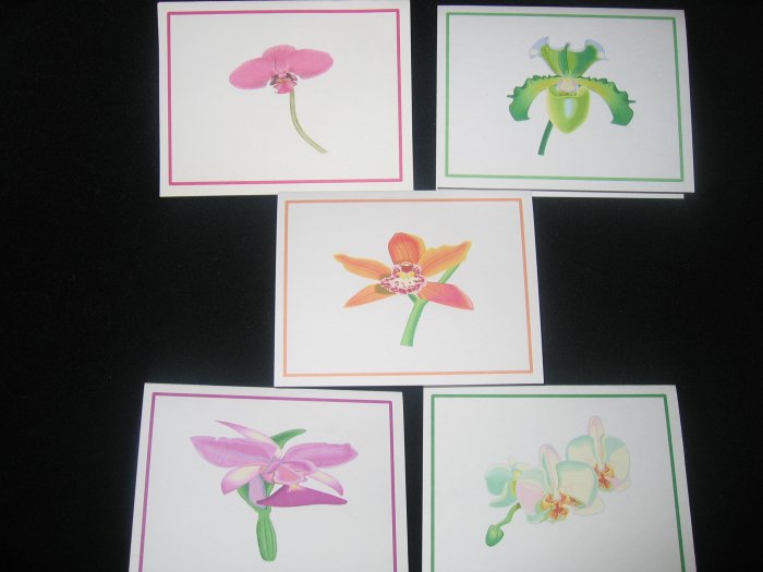 Handmade orchid cards 5 pack